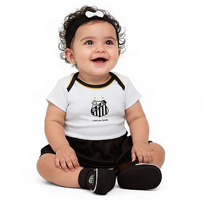 Kit Bebê Santos 3 Peças Menina Torcida Baby