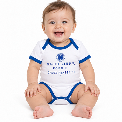 Body Cruzeiro Com Frase Nasci Lindo Fofo e Cruzeirense