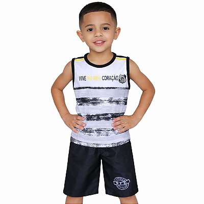 Conjunto Uniforme Infantil Santos Regata Listrado Oficial