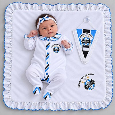 Kit Bebê Grêmio Saída Maternidade com Manta e Tiara Oficial