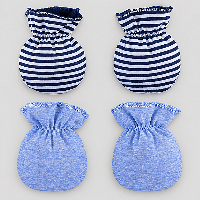 Kit 2 Pares Luva Bebê Azul Bebê Listrado Zip