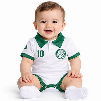 Body Palmeiras Polo Branco Torcida Baby