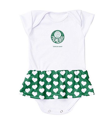 Body Vestido Palmeiras Corações Torcida Baby