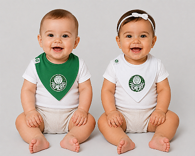 Kit Babador Bandana Palmeiras Verde e Branco Oficial