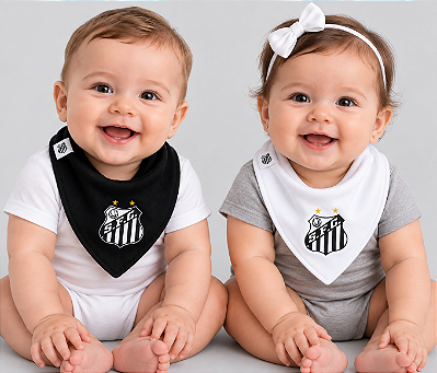 Kit Babador Bandana Santos Preto e Branco Oficial