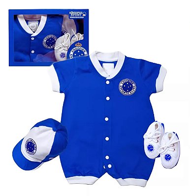 Kit Macacão Bebê Cruzeiro 3 Peças Oficial