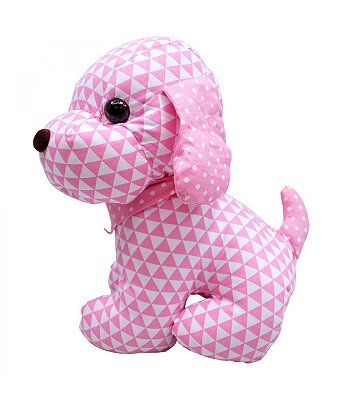 Pelúcia Cachorro de Pano Trinâgulo Rosa 29cm