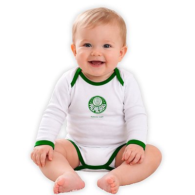 Body Palmeiras Longo Branco Torcida Baby Oficial