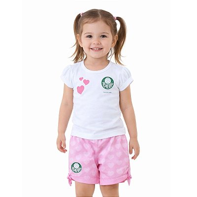 Conjunto Infantil Palmeiras Rosa Oficial Torcida Baby