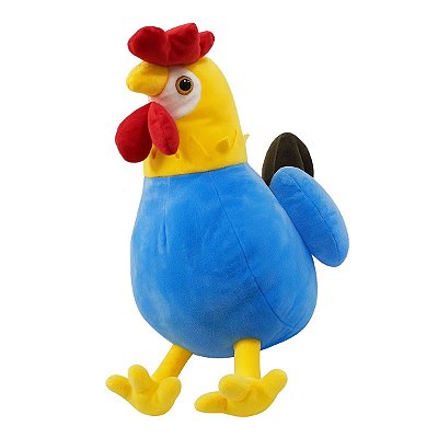 Galo de Pelúcia Em Pé Azul e Amarelo 34cm