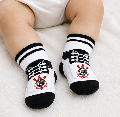 Meia Chuteira Bebê Corinthians 0 a 3 Meses Oficial