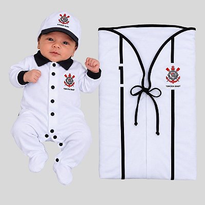 Kit Bebê Corinthians Saída Maternidade Branco Torcida Baby