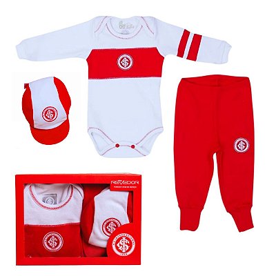 Kit Bebê Internacional 3 Pçs Body Calça e Boné Oficial