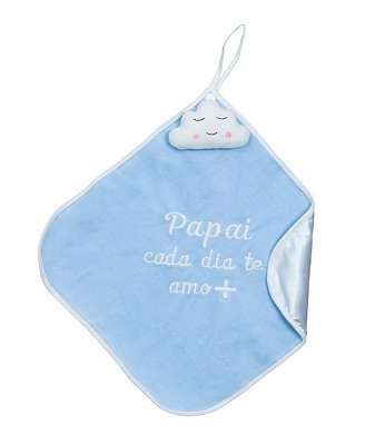 Naninha Bebê Cetim Nuvem Papai Azul Zip