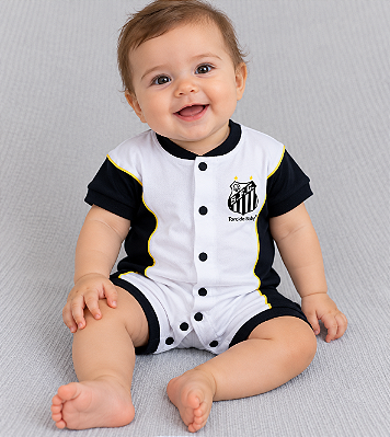 Macacão Bebê Santos Manga Curta Torcida Baby