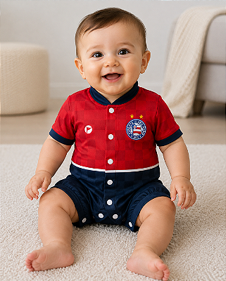 Macacão Bebê Bahia Curto Tricolor Torcida Baby