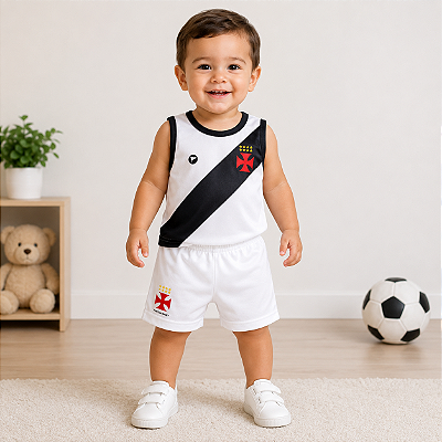 Conjunto Bebê Vasco Camisa Regata E Shorts Torcida Baby