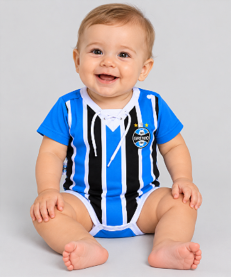 Body Bebê Grêmio Retrô Tricolor Oficial
