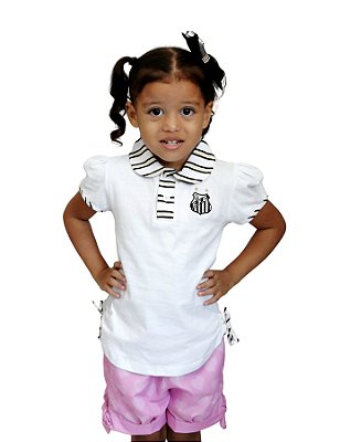Camisa Polo Infantil Santos Feminina Oficial