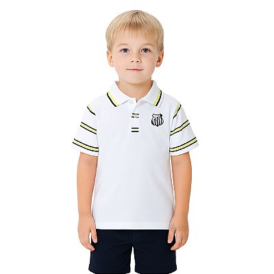 Camisa Polo Infantil Santos Branca Oficial