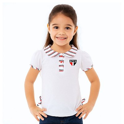Camisa Polo Infantil São Paulo Feminina Oficial