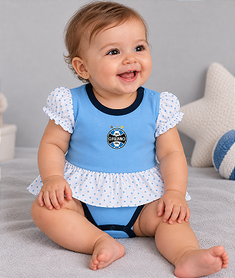 Body Vestido Bebê Grêmio Bolinhas Oficial
