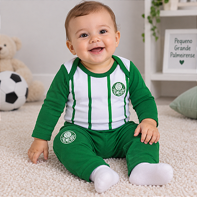 Conjunto Bebê Palmeiras Body e Calça Oficial
