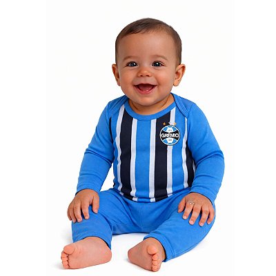 Conjunto Uniforme Bebê Grêmio Com Body e Calça Oficial