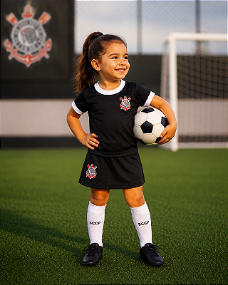 Uniforme Infantil Corinthians Artilheira Feminino Oficial