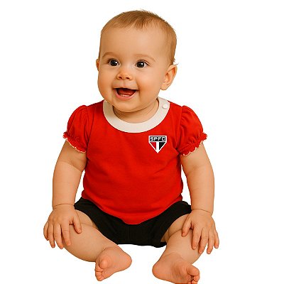 Baby Look São Paulo Feminina Vermelha Oficial