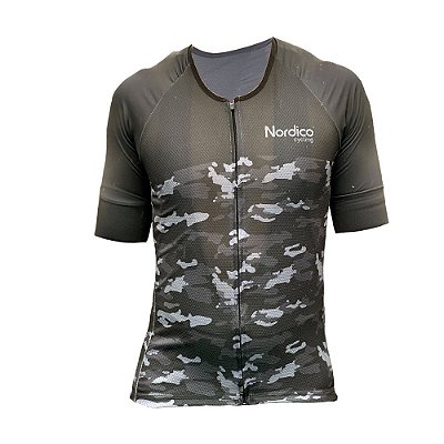 camisa ciclismo nordico camuflado black com faixa refletiva ref 1100 c6