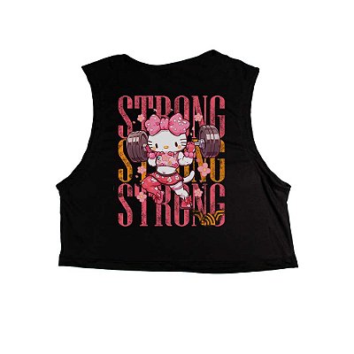 Cropped Hello Strong Cor preta 100% algodão