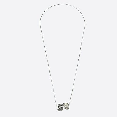 Colar Duplo Formas Cristal Básica Prata