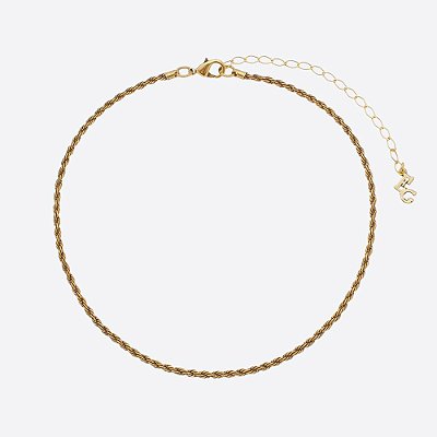 Colar Chocker Trançada Fina Básica Ouro