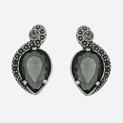 Brinco Gota Cristal Básica Prata