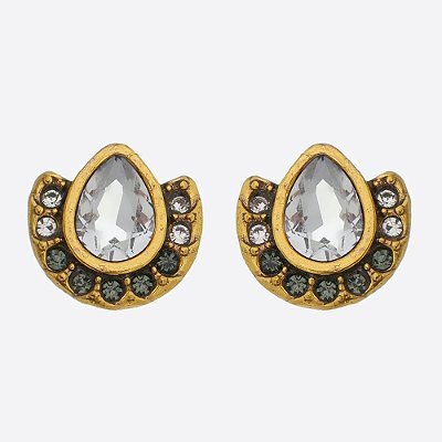 Brinco Gota Cristal Básica Ouro