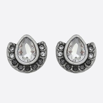 Brinco Gota Cristal Básica Prata