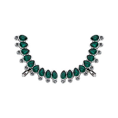Brinco Ear Cuff Emerald Dinasty Prata