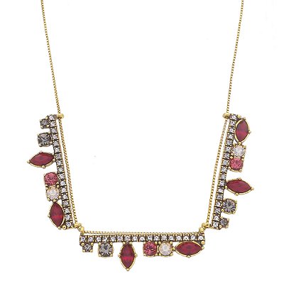 Colar  Choker Folha Vitrais Ouro