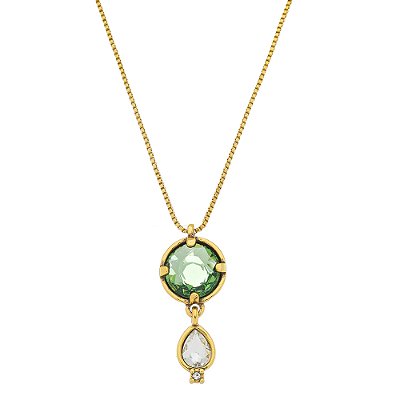 Colar Pingente Peridot Vitrais Ouro