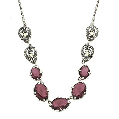 Colar Choker Ametista Padova Prata