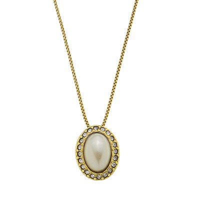 Colar Oval Pérola Básica Ouro