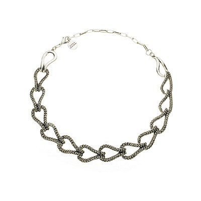 Colar Choker Strass Allora Prata