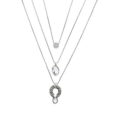 Colar Triplo Macramê Prata