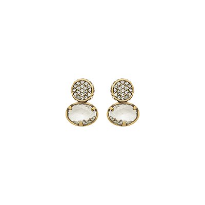 Brinco Oval Macramê Ouro