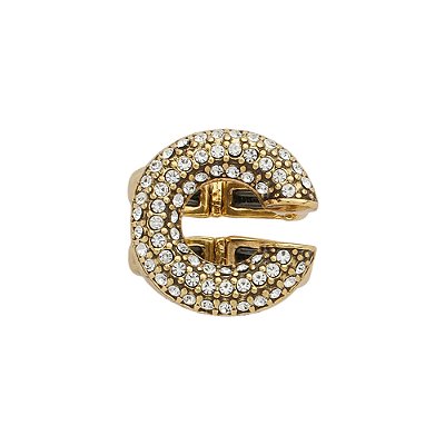 Anel Cravejado Macramê Ouro