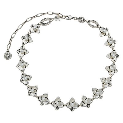 Colar Choker Flor Dália Prata