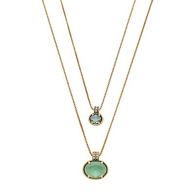 Colar Duplo Floare Ouro