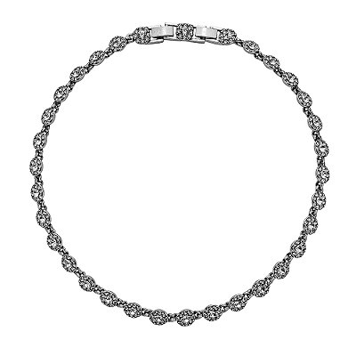 Colar Choker Flor Cristal Luminatti Prata