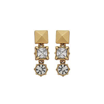 Brinco Pendente Midi Strass Ravello Ouro